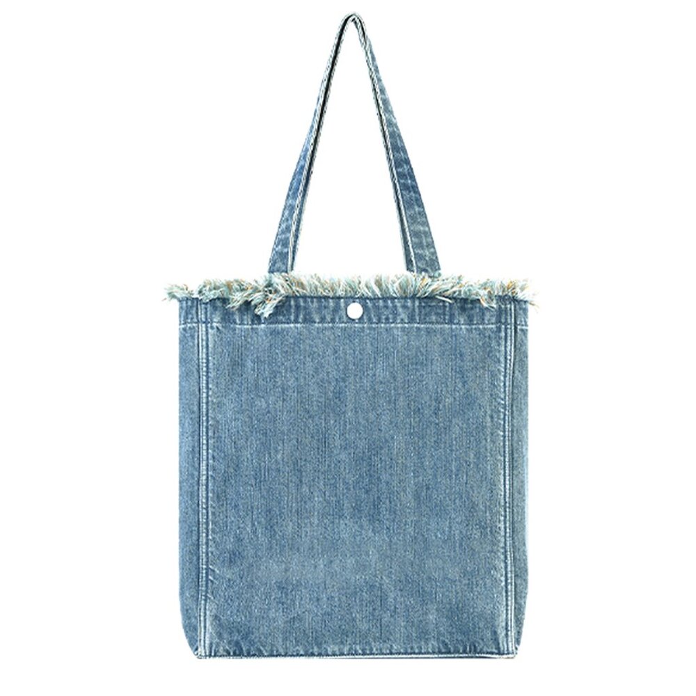 Brand New with Tag - Forest-Inspired Green Fringe Boho Denim Tote Bag